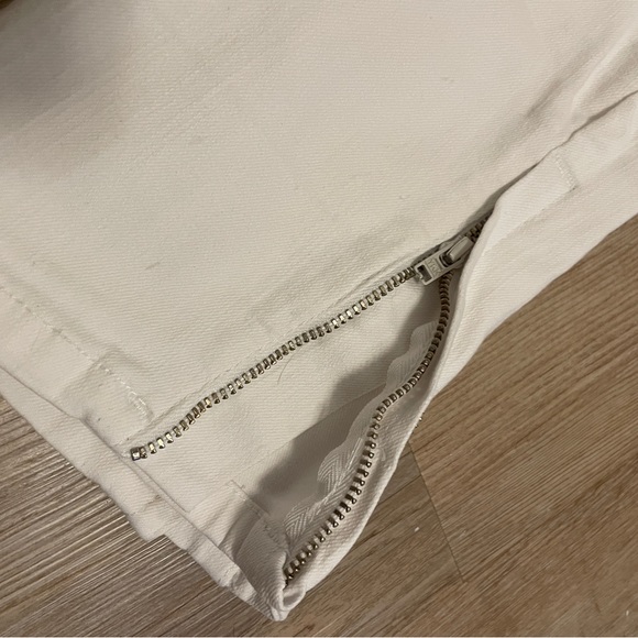 White, Crop Denim with Ankle Zipper - Picture 2 of 3